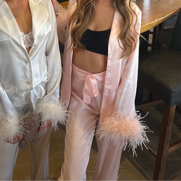 NADINE MERABI BABY PINK SILK 2 PIECE OUTFIT - Picture 9 of 9